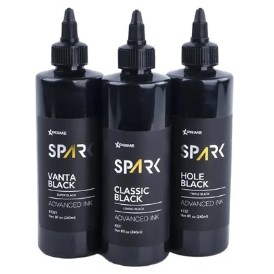 Spark 250 ml Wysokiej jakości Organiczne trwałe stałe klasyczne klasyczne czarne/dziury czarny/vanta czarny model tatuażowy