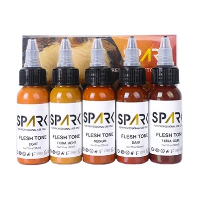 Spark Professional Premium 30 ml 5-kolorowe 5-kolorowe ton tatuażu tatuażu dla stałego makijażu i sztuki ciała