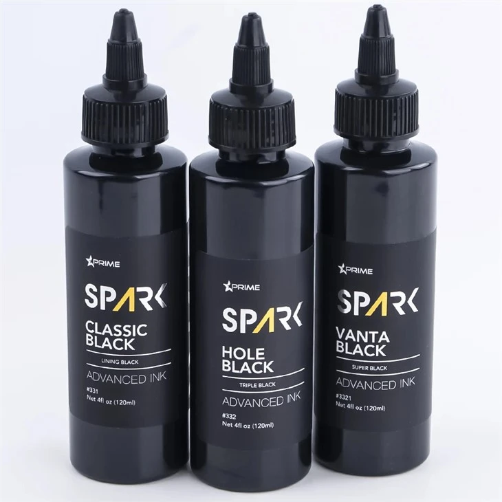Spark Premium 4OZ Tri - Zestaw Ink Black Black Tattoo: Classic, Hole & Vanta Black for Superior Tattoo and Body Art