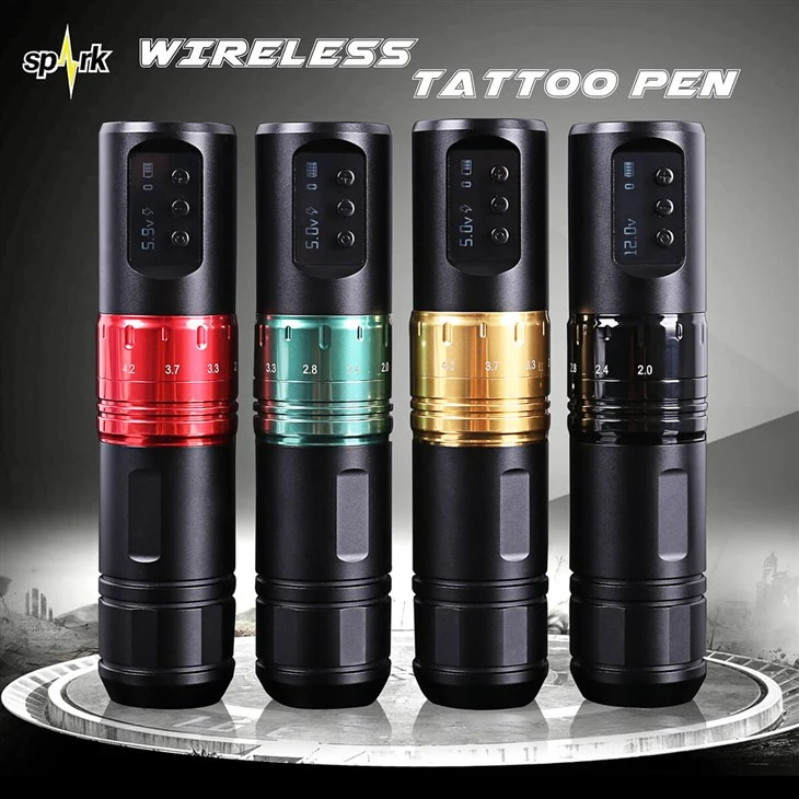 Spark Tattoo Case Machine Pen z Bezprzewodową zasilanie LED 1600 mAh Wyświetlacz LED Tatuaż Zasilanie Tatuaż dla artystów tatuażu