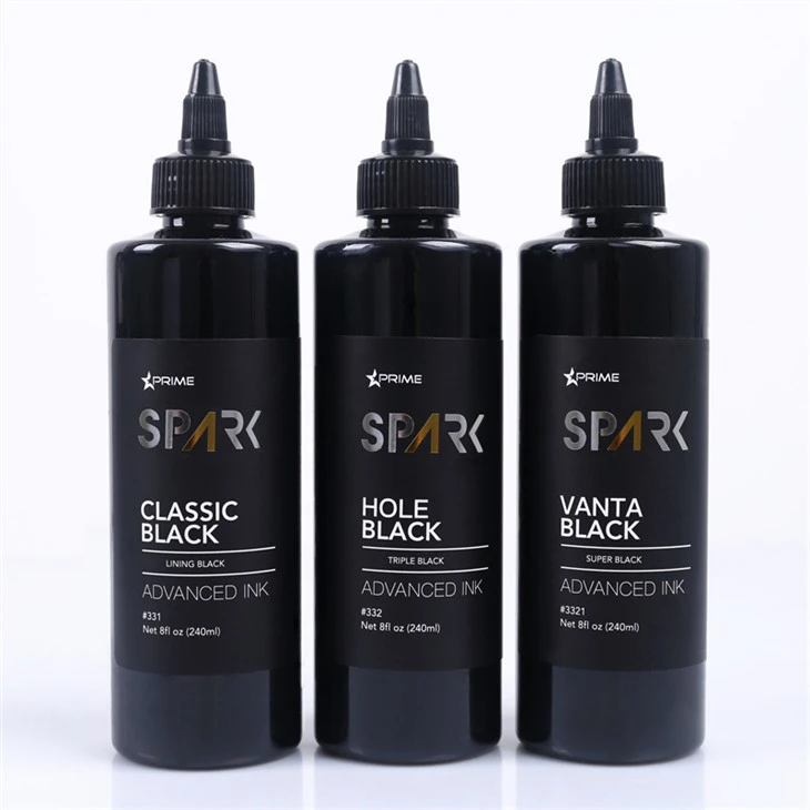 Seria 8OZ Black Ink Klasyczna czarna podszewka Black Spark Tattoo Ink Profesjonalny wyświetlacz tuszu do tatuażu