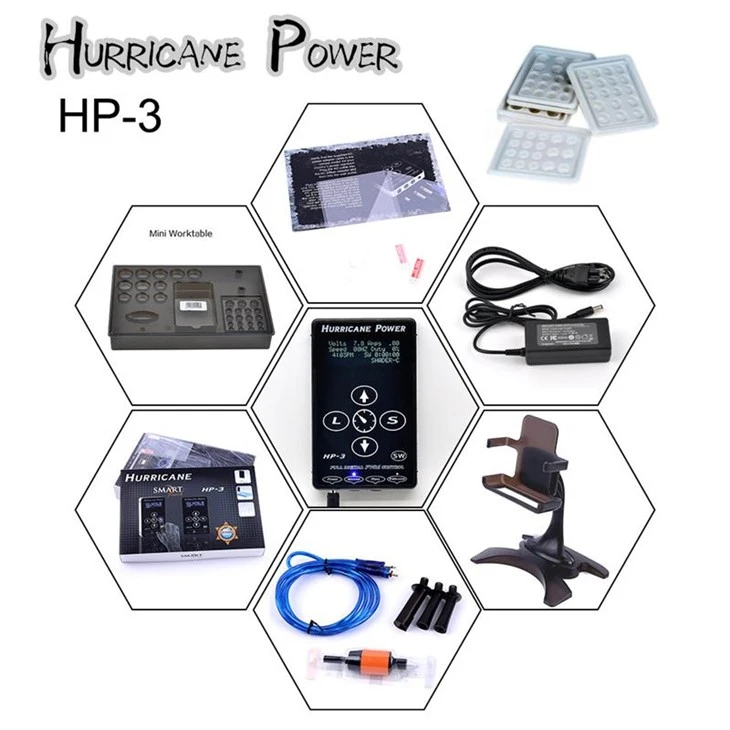 Hurricane Tattoo Supplies Urządzenie zasilające do tatuażu Cyfrowy zasilacz do tatuażu