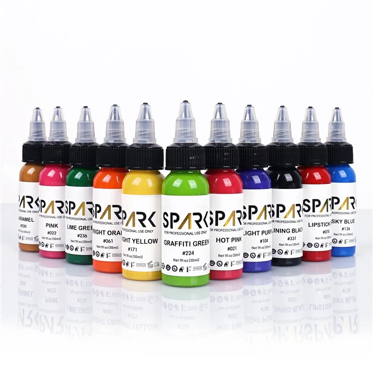 Profesjonalny tusz do tatuażu Spark 50 kolorów, pigment do tatuażu, 30 ml/1 uncja