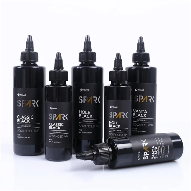 Zestaw tuszy do tatuażu Super Black 8OZ Black Ink Vanta Black Spark Tattoo Ink